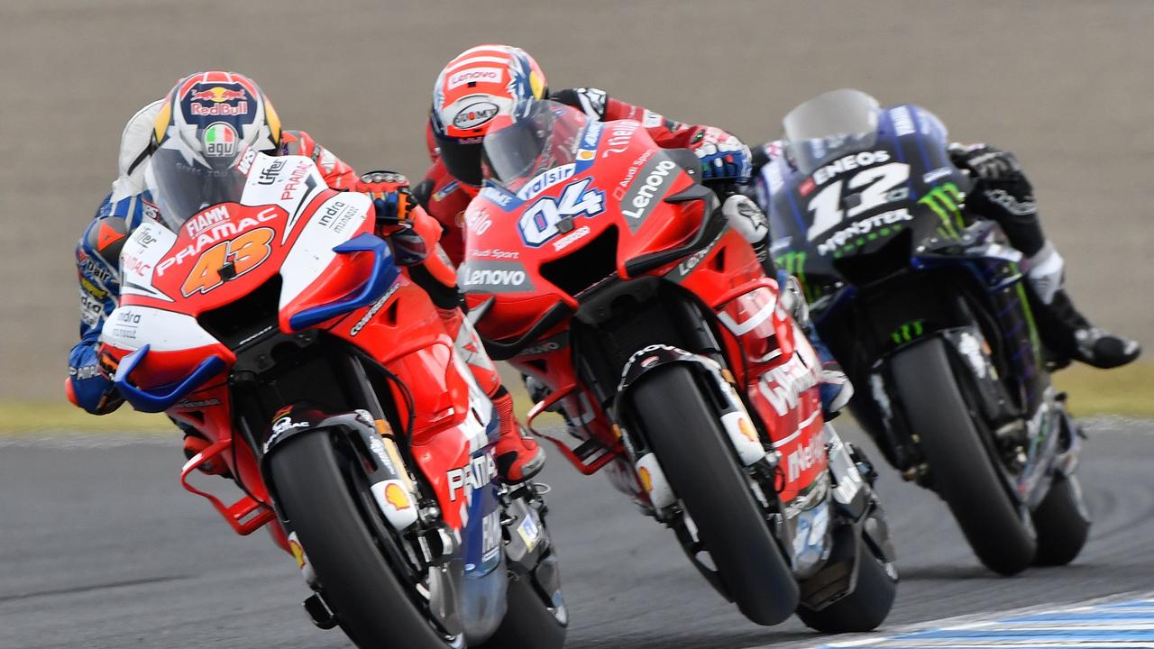 Jack Miller leads Andrea Dovizioso and Maverick Vinales in Motegi. Picture: Toshifumi Kitamura