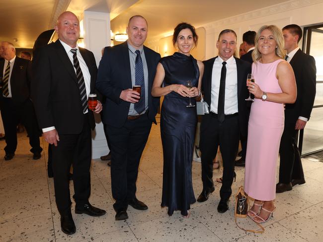 MELBOURNE, AUSTRALIA – OCTOBER 9 2024David Connell, Daniel Ward (ex melb champ), Lisa Biffin, Matthew Armstrong and Eliza Weinberg at the VAFA Awards Night at the San Remo Ballroom in Carlton on October 9, 2024Picture: Brendan Beckett