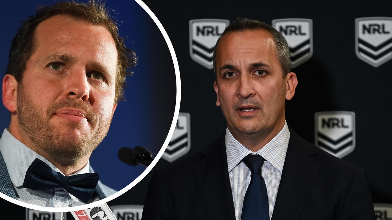 NRL CEO Andrew Abdo (main) and RLPA CEO Clint Newton (inset) are at loggerheads.