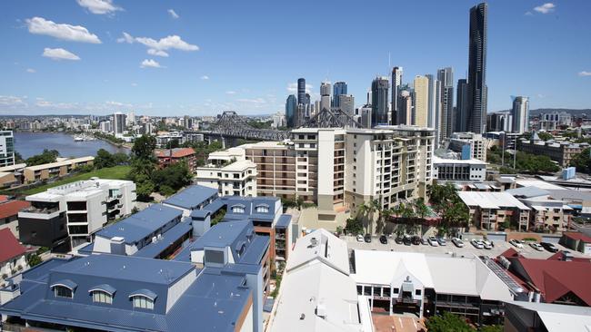 The Brisbane view from the pool deck at Hotel X in Fortitude Valley. Picture: Steve Pohlner