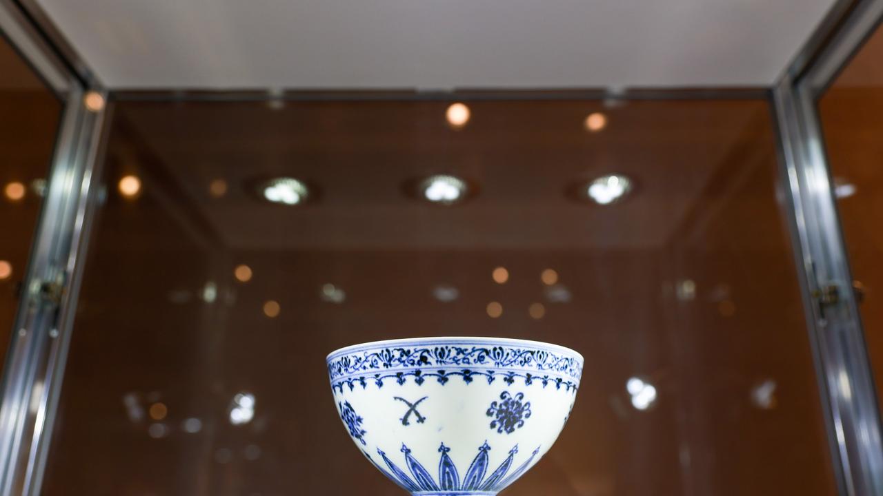 The rare white ‘Floral’ Bowl from the Ming Dynasty, Yongle Period is seen on display at Sotheby's. Picture Arturo Holmes/Getty Images