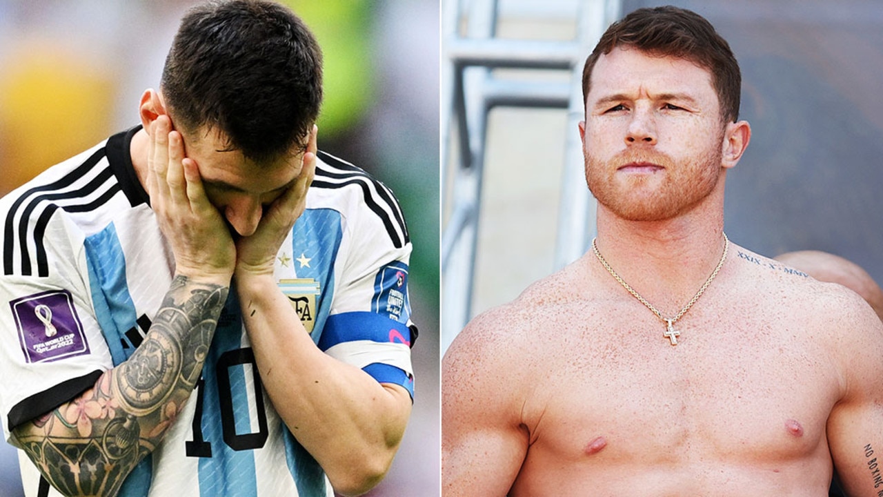 Boxing superstar Canelo Alvarez has let loose on Lionel Messi after vision emerged of the Argentinian football icon stepping on a Mexican jersey. Pic: Getty