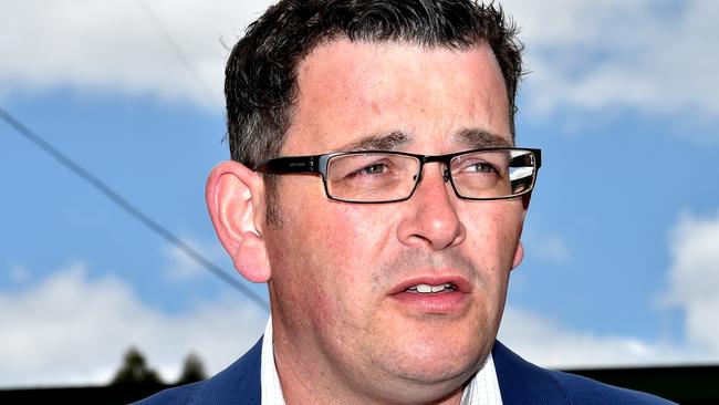 Opposition Leader Daniel Andrews campaigning at Ballarat. Dan and local candidate, Geoff Howard, meet the Wendouree Ambulance Victoria crew. Picture: Jay Town