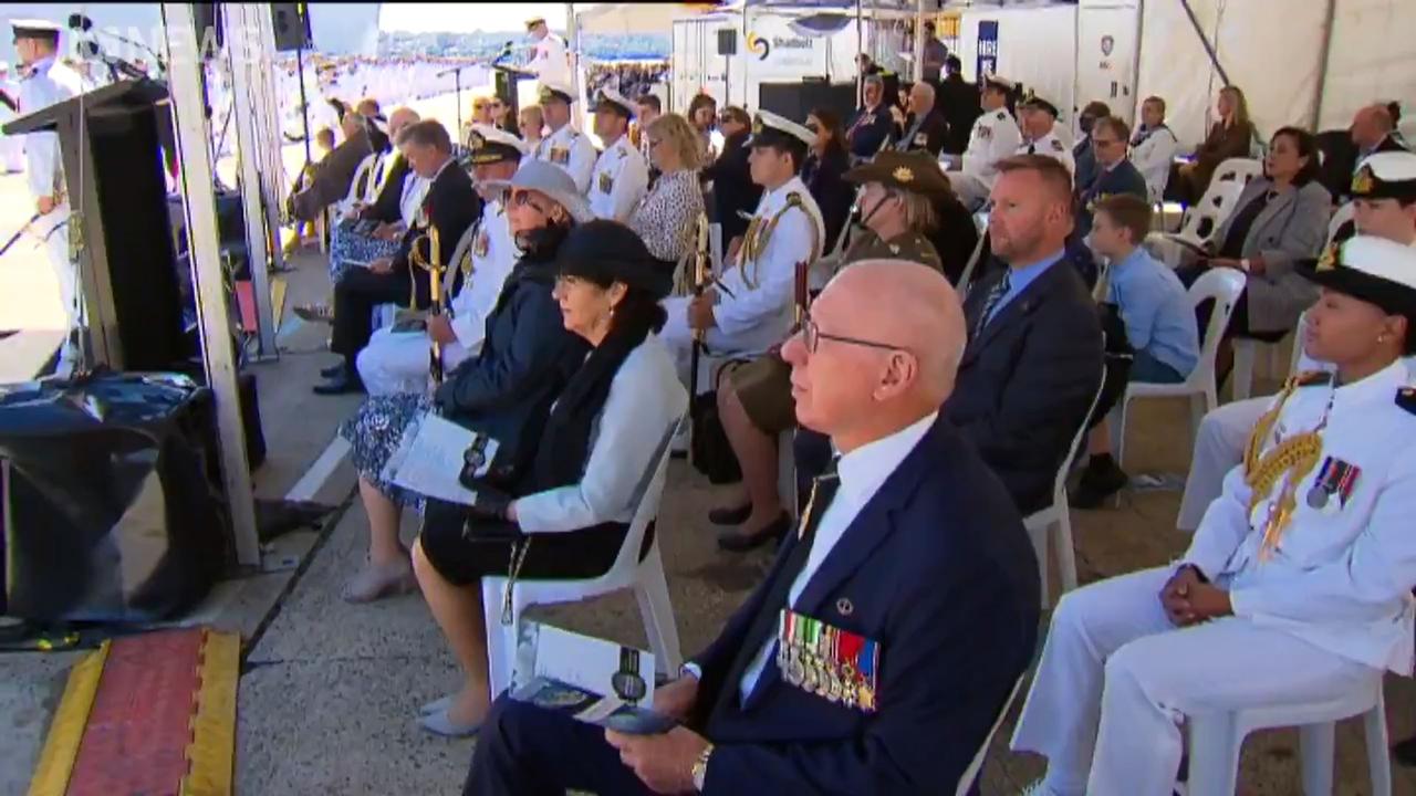 The footage showed Governor-General David Hurley at the commissioning of HMAS Supply, but he was not in the audience when the dance troupe performed.