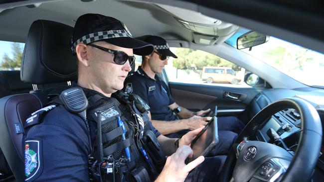 Rapid Action Patrol officers Sergeant Matt Pyke and Senior Constable Klay Williams at work. Picture Glenn Hampson