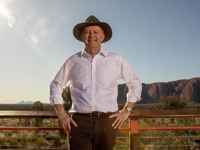 10-10-2023 - Prime minister Anthony Albanese at Uluru. Picture: Liam Mendes / The Australian