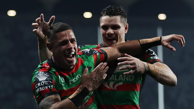 Souths Dane Gagai had a cracking game with three tries to his name. Picture: Brett Costello.