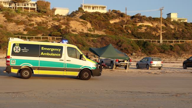 The emergency response was also complicated by another beachgoer suffering a seizure. Picture: Leon Bignell