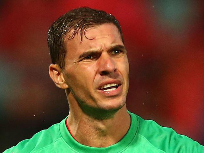 SYDNEY, AUSTRALIA - DECEMBER 03: Ante Covic of the Wanderers reacts after a penalty kick was awarded to the Roar during the round four A-League match between the Western Sydney Wanderers and Brisbane Roar at Pirtek Stadium on December 3, 2014 in Sydney, Australia. (Photo by Mark Nolan/Getty Images)