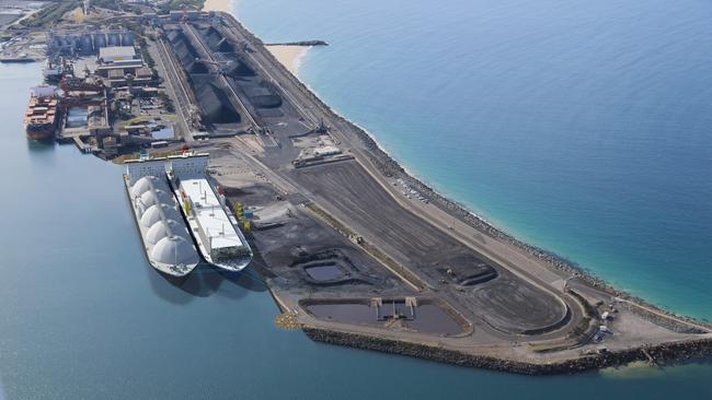 A LNG import terminal under construction by Squadron Energy at Port Kembla.