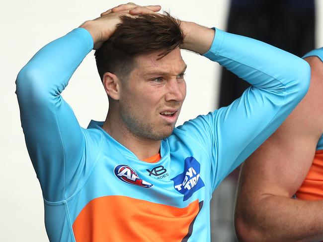 Toby Greene during Giants training ahead of Semi Final this week against Brisbane. Picture. Phil Hillyard