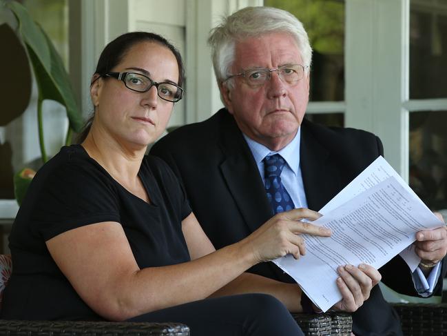 6/4/2016: Penny Vickers an SDA union shop steward with her father Allen Truslove an actuary, have decoded the shortfalls and oversights in the Fair Work Commissions work on various EBA agreements, together at a local cafe in St Lucia, Brisbane.  Penny is a night filler at Coles and the rates of pay are below those who work more normal daylight hours, even though the agreements have been endorsed by her union and by the Fair Work Commission. Pic Lyndon Mechielsen/The Australian