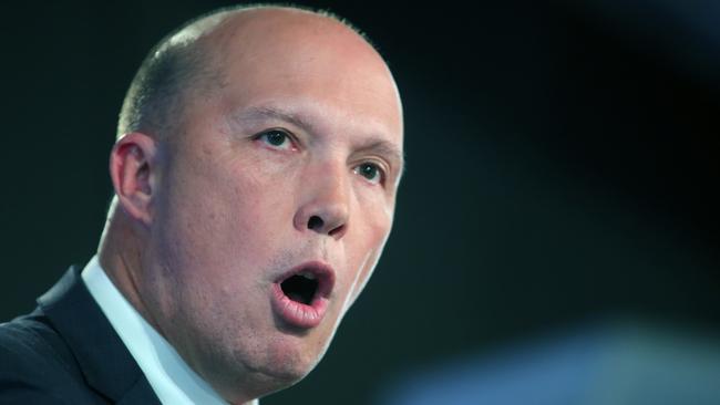 Home Affairs Minister Peter Dutton has hit out at tech companies for opposing the bill. Picture: Gary Ramage