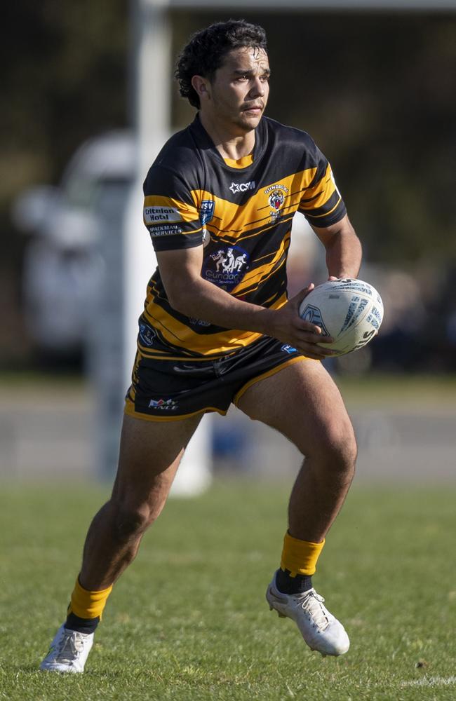 Latrell Siegwalt playing for the Gundagai Tigers in the Group 9 premiership in 2022. Picture: Tahlia Crane Photography