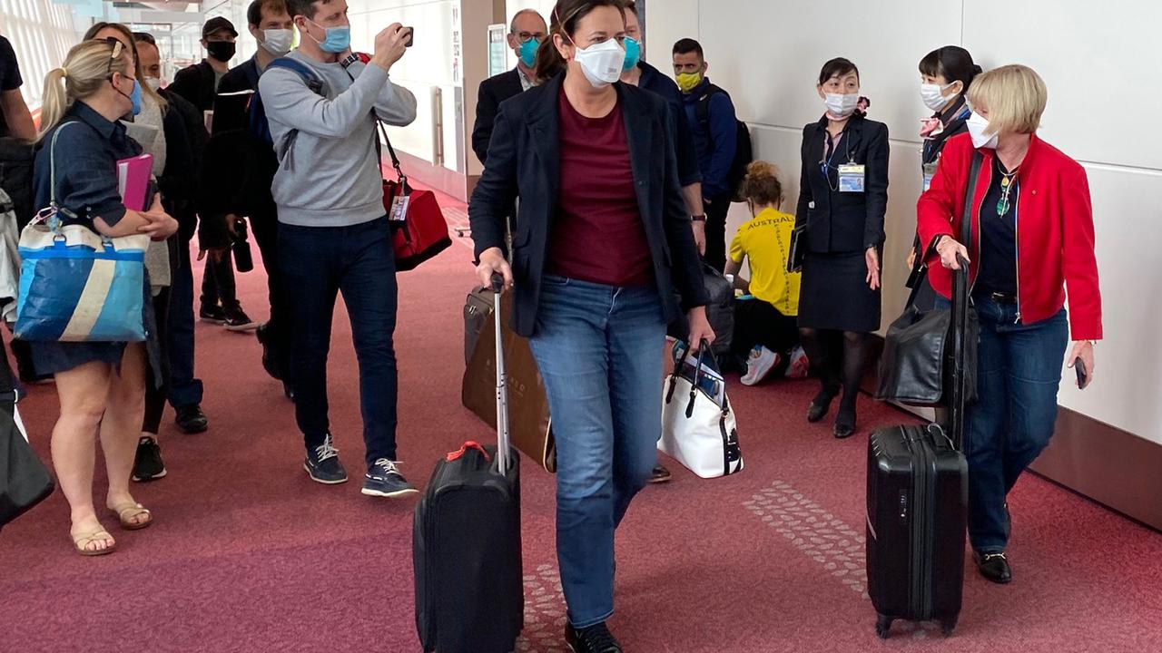 Queensland Premier Annastacia Palaszczuk arrives at Haneda Airport on Monday morning ahead of the 2020 Tokyo Olympic Games, on Monday. Picture: Getty Images
