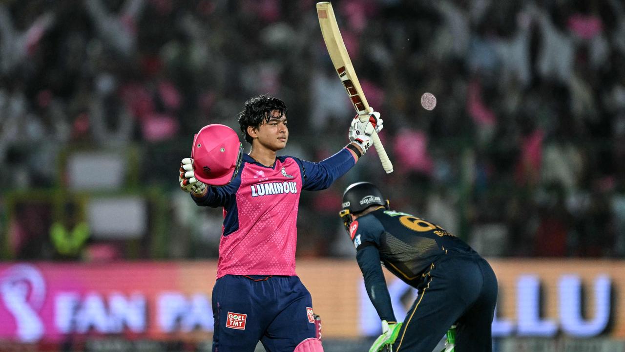 Suryavanshi is now the youngest player to hit a century in the T20. Picture: Sajjad Hussain/AFP