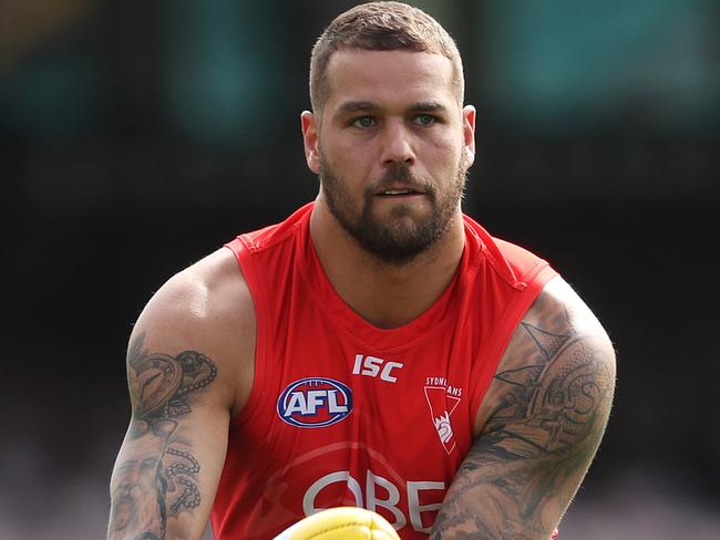 Lance Franklin during the Sydney Swans final training session ahead of their final against the GWS Giants at the SCG. Picture. Phil Hillyard