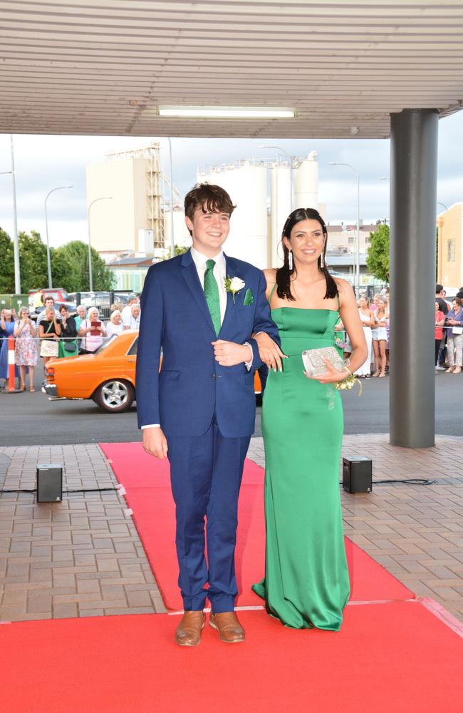 Toowoomba school formals. At the 2023 St Ursula's College formal is graduate Hayley Peters with her partner Ben Thomas. Picture: Rhylea Millar