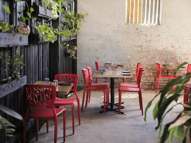 The courtyard area at You Came Again Vegan Tapas Bar. Picture: Mark Cranitch