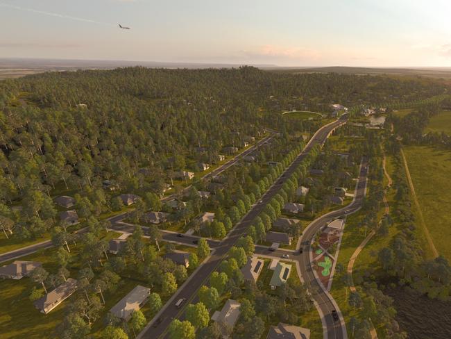 An artist's impression of Tidapa – a proposal to turn a 147-hectare western Sydney farm into 800 new homes at Cobbitty in Sydney's west.