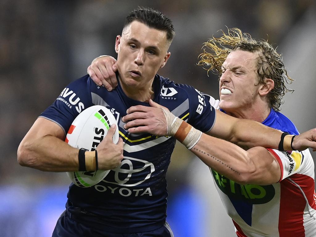 Scott Drinkwater played a key role in the Cowboys’ victory over the Knights. Picture: Ian Hitchcock/Getty Images