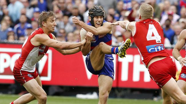 Caleb Daniel struggled and was the last player to get a disposal in the Grand Final. Picture: David Caird