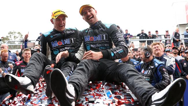 Chaz Mostert and Lee Holdsworth drivers of the #25 Mobil 1 Appliances Online Racing Holden Commodore