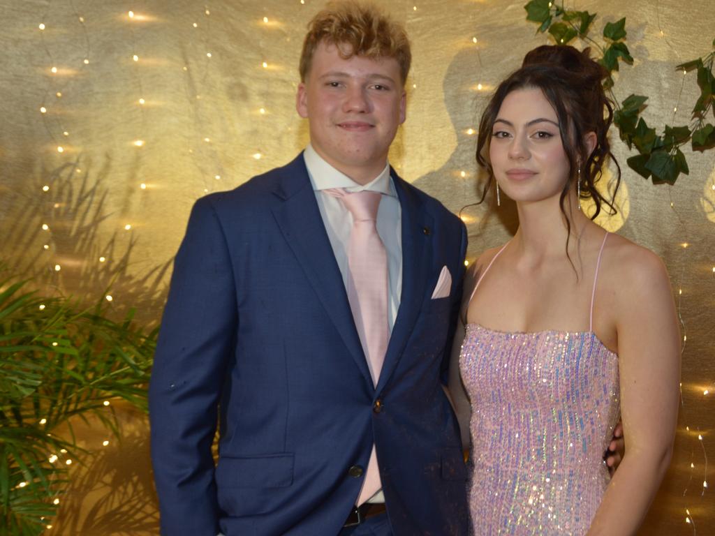 Mason Grunberger and his partner at the Toowoomba State High School Formal, November 13, 2024.