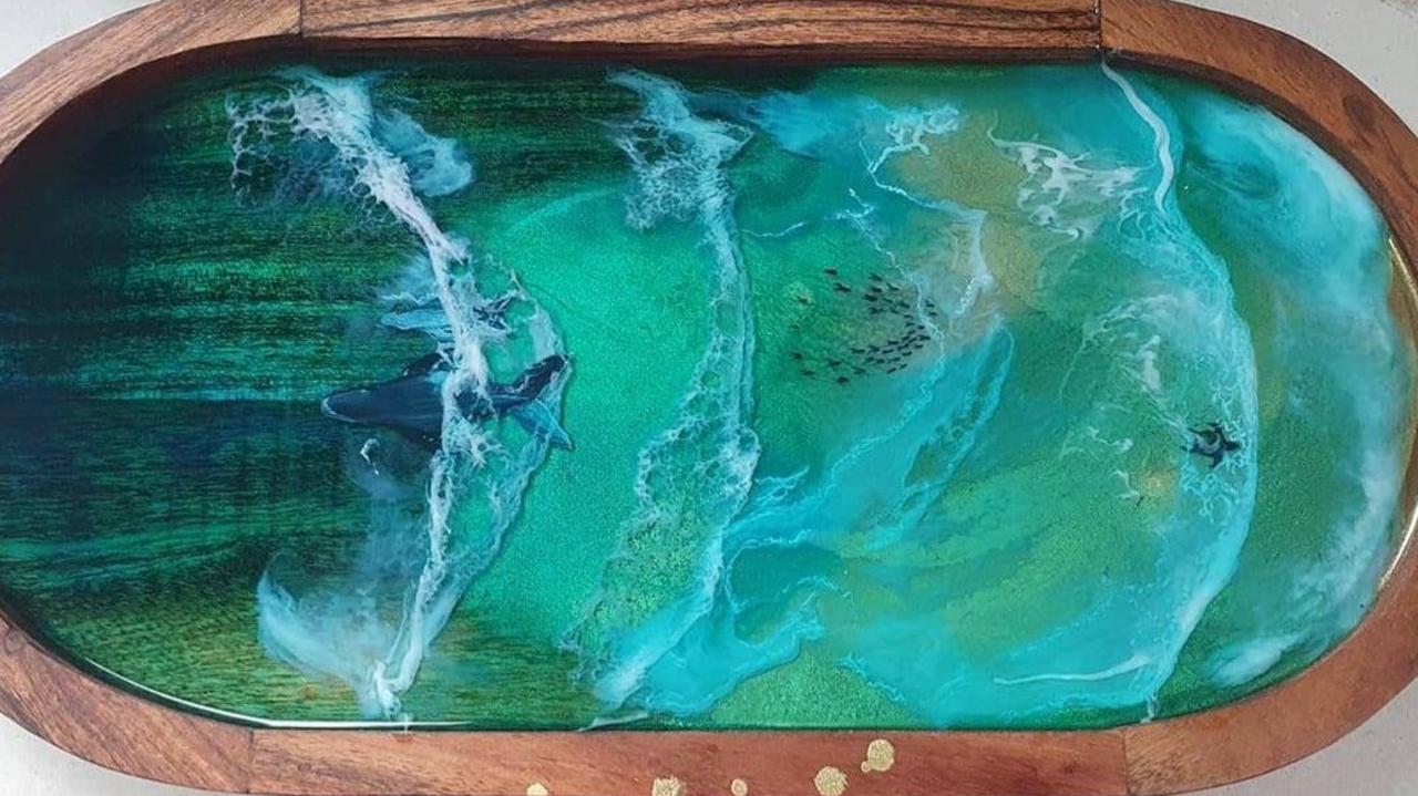 Art is my Escape has handmade 3D Beach Trays using artist-quality mediums. Custom trays are also available and can include a choice of animal, boat or car colour to capture "unique tropical paradise(s)". They are available to purchase via Facebook for local Mackay pick-up or can be posted Australia wide.