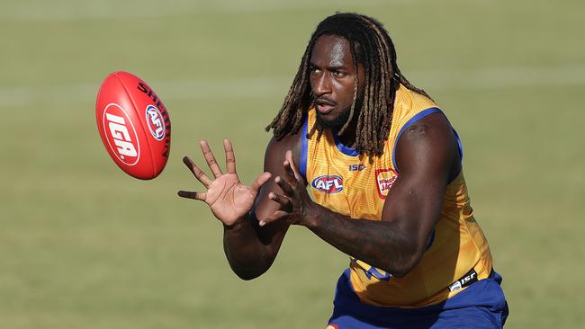 Nic Naitanui during a West Coast training session at Mineral Resources Park