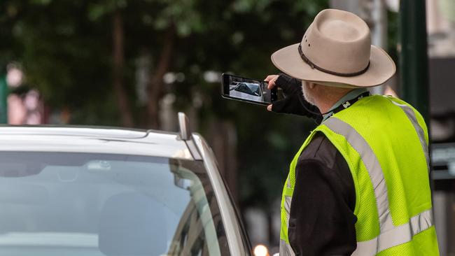 Queens street. City of Melbourne parking inspectors in the CBD. Picture: Jason Edwards