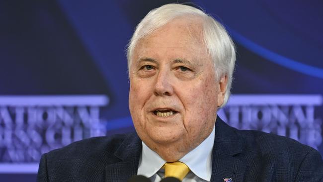 CANBERRA, AUSTRALIA  - NewsWire Photos - March 13, 2025: Clive Palmer, Chairman and party spokesperson for Trumpet of Patriots addresses the National Press Club of Australia in Canberra on "How Trumpet of Patriots will impact the 2025 election". NewsWire / Martin Ollman