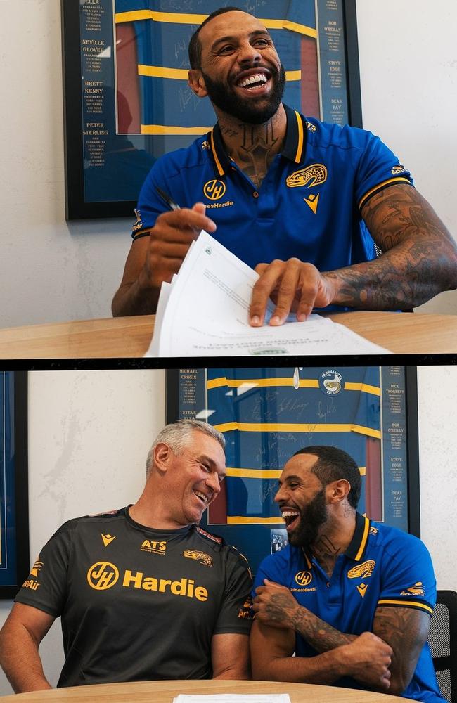 Josh Addo-Carr Jason Ryles are all smiles as the new deal is signed. Pic: Instagram