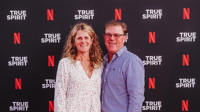 Shari Newton and Craig Newton at the True Spirit Netflix global premiere at Brisbane Powerhouse. Picture: Adam Shaw