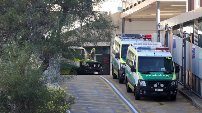 Ambulances at the Flinders Medical centre. Picture: NCA NewsWire / Kelly Barnes