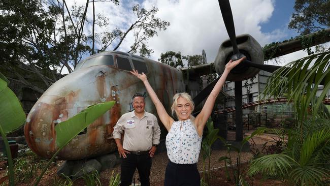 Greg Yong and Hayley Bogaard at the New Rivertown precinct at Dreamworld. Pic Annette Dew