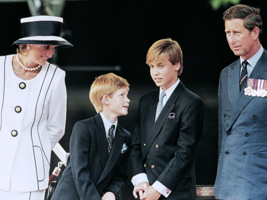 Harry and Wills with mum (Princess Diana) and dad (Prince Charles) in 1995. Picture: AFP