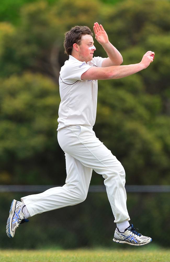 Jake Theobald snared three wickets in Heatherhill’s victory. Picture: Derrick den Hollander