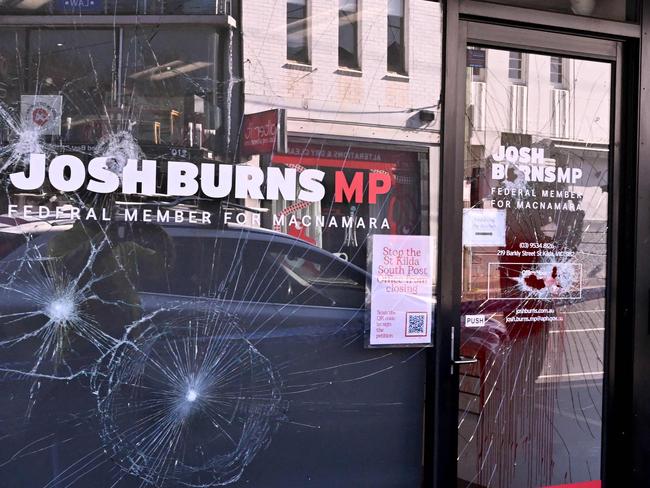 Vandals have been targeting the offices of state and federal MPs in the wake of the conflict in Gaza. Picture: AFP