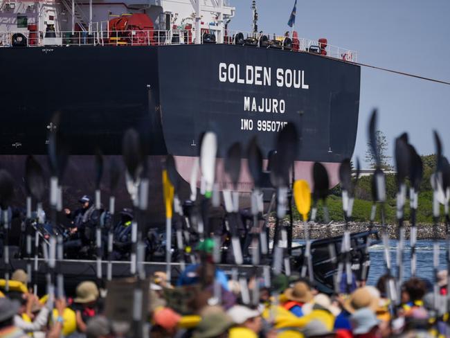 138 protesters were arrested in the Newcastle Port as they blocked a coal ship in the world's largest coal port., Picture: Supplied