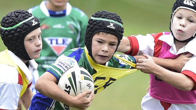 Manly junior rugby league teams the Harbord Devils play the Cromer Kingfishers in the under nines/.