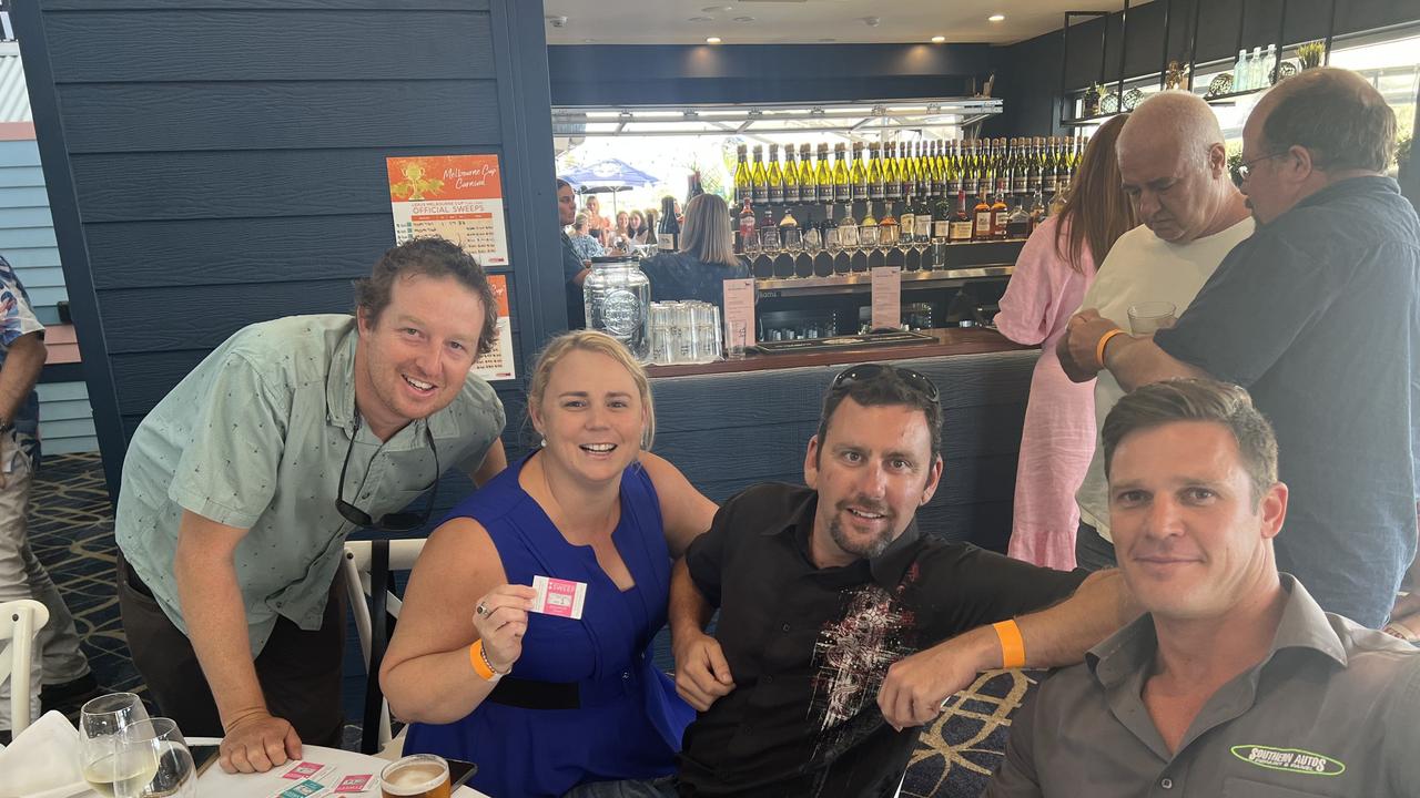 Michael Lawson, Beck Day, Nathan Day and Brenton Bernard (left to right) at the Ivory Tavern, Tweed Heads, on Melbourne Cup Day. Picture: David Bonaddio