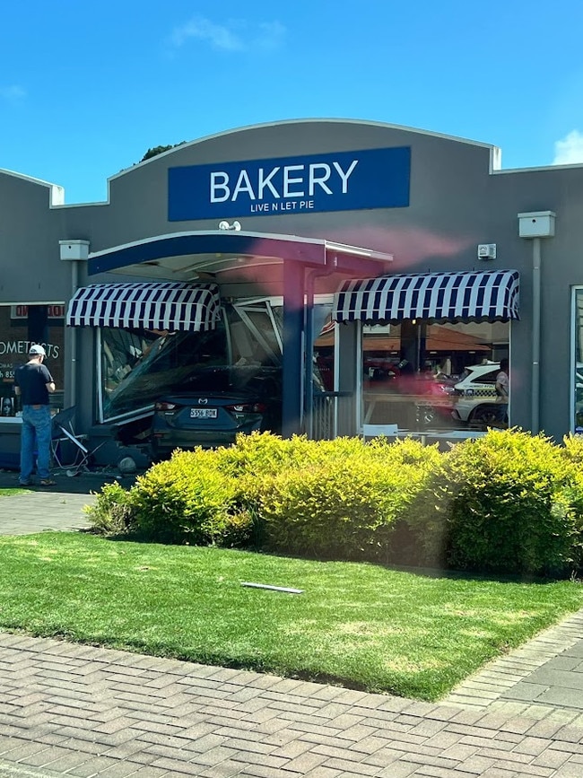 A car crashed through the front of Live N Let Pie on Sunday morning. Picture: Supplied