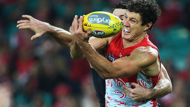 Kurt Tippett struggled again against the Blues and has had a quiet start to the year. Picture: Phil Hillyard