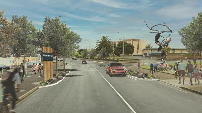 An artist's impression of the Millicent town centre upgrades planned by Wattle Range Council. Picture: WAX Design.