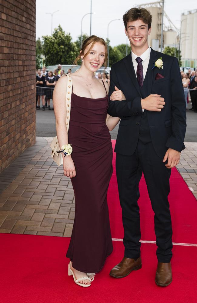 Meg Whiteside and Kurtis Goodger at Toowoomba Grammar School formal at Rumours International, Wednesday, November 15, 2023. Picture: Kevin Farmer