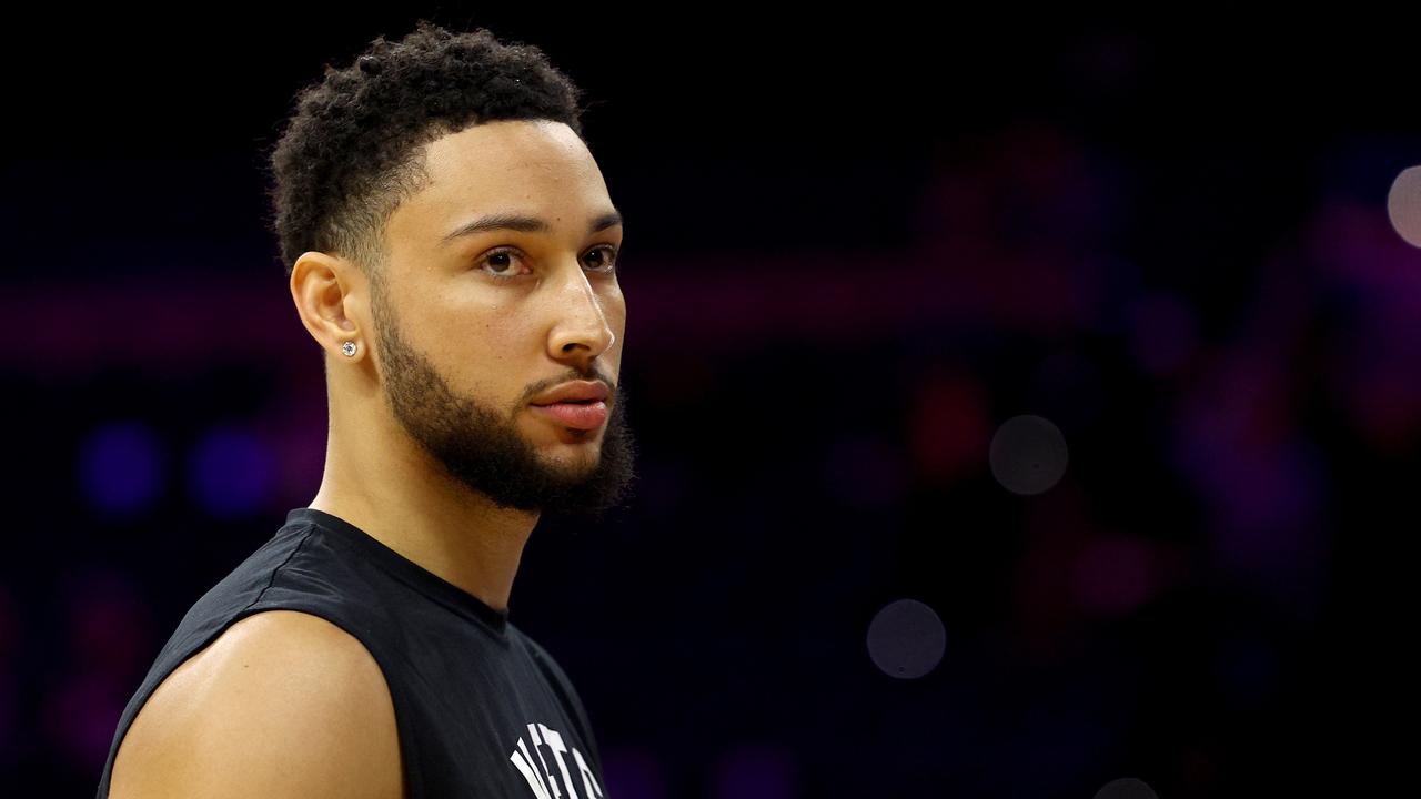 PHILADELPHIA, PENNSYLVANIA - MARCH 10: Ben Simmons #10 of the Brooklyn Nets warms up before the game against the Philadelphia 76ers at Wells Fargo Center on March 10, 2022 in Philadelphia, Pennsylvania. NOTE TO USER: User expressly acknowledges and agrees that, by downloading and or using this photograph, User is consenting to the terms and conditions of the Getty Images License Agreement. Elsa/Getty Images/AFP == FOR NEWSPAPERS, INTERNET, TELCOS &amp; TELEVISION USE ONLY ==
