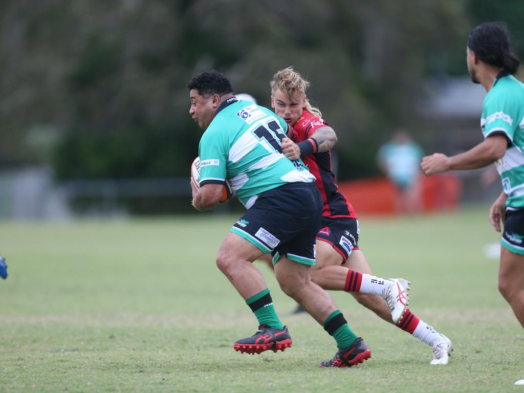 PBC Allygators vs. Colleges Knights. Daniel Moevao. 20April 2024 Currumbin Picture by Richard Gosling