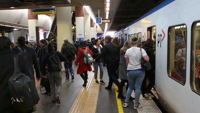 Box Hill railway station during peak hour. Picture: David Crosling