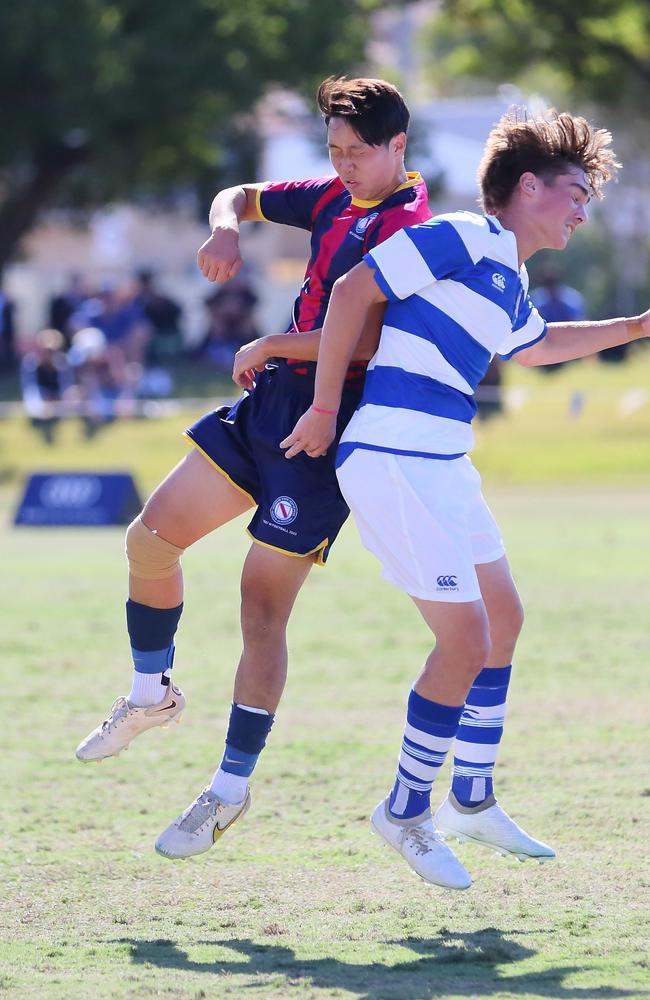 GPS First XI football between Brisbane State High and Nudgee College. Saturday May 13, 2023. Picture: George Galanos.